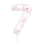 Dcoration de bougie d'anniversaire en forme de papillon blanc et rose en forme de chiffre 7 - bougies ...