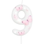 Dcoration de bougie d'anniversaire en forme de papillon blanc et rose en forme de chiffre 9 - jolies ...