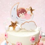 Dcorations de cupcake ange lune nuage bb, 5 pices, drapeaux pour enfants garons filles, anniversaire, ...