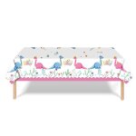 Décorations de fête d'anniversaire de dinosaure rose pour filles, assiette de poulet britannique, nappe ... Décorations de fête d'anniversaire de dinosaure rose pour filles, assiette de poulet britannique, nappe ...