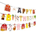 Décoration fête ferme animaux bannière grange guirlande joyeux anniversaire garçons filles Décoration fête ferme animaux bannière grange guirlande joyeux anniversaire garçons filles
