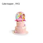 Dcoration de fte princesse pche pour enfants, carte d'invitation, dcor de gteau, ballon, gobelets ...