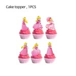 Dcoration de fte princesse pche pour enfants, carte d'invitation, dcor de gteau, ballon, gobelets ...