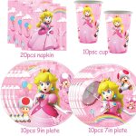 Dcoration de fte princesse pche pour enfants, carte d'invitation, dcor de gteau, ballon, gobelets ...