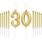 D�coration de g�teau d'anniversaire 30 ans - num�ro 30 - bougies dor�es pour homme et femme, anniversaire ...