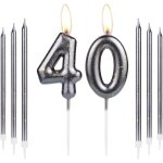 D�coration de g�teau d'anniversaire � happy 40th birthday � - pour fille et gar�on - bougies noires et ...