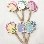 D�coration de g�teau cupcake th�me licorne, 24 pi�ces, d�corations de f�te d'anniversaire, fournitures ...