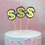 Dcoration de gteau noir or riche en dollars, 1 ensemble, mignon, garniture de cupcake, fte prnatale, ...