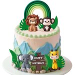 Décoration jungle gâteau anniversaire fête animaux baby shower fille garçon Décoration jungle gâteau anniversaire fête animaux baby shower fille garçon