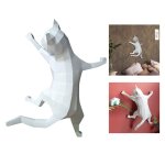 D�coration murale 3d en papier origami, bricolage de troph�e en carton avec animaux, statue de chat, ...