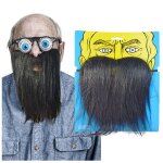 Dguisement amusant pour fte d'halloween, masque a barbe, fausse perruque, barbe noire, fournitures ...