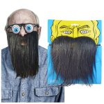 Dguisement amusant pour fte d'halloween, masque a barbe, fausse perruque, barbe noire, fournitures ...