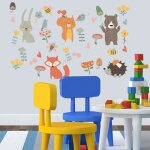 Dessin anim� for�t animaux f�te stickers muraux chambre papier peint mural art maison d�calcomanie p31b ...
