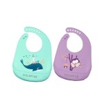 Deux bavoirs en silicone impermables pour bb, bavoir en silicone avec ramasse - miettes, bavoir en ...