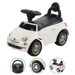 Devessport porteur enfant fiat 500 blanc, licence officielle, volant sons & musique, sige coffre, idal ...
