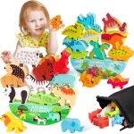 Dinosaur toy for children, 2 piece wooden balance games for children, animals toy to stack, dinosaur ...