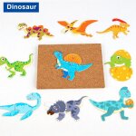 Dinosaure - jeu de marteau et clous, planche de lige, ensemble de robinets d'art, pices en bois colores ...