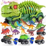 Dinosaure jouet camion pour enfants, transporteur jouet avec lumire et son, 12 figurines dino et voiture ...