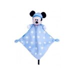 Disney doudou plat brille dans la nuit mickey la souris 20 x 20 cm - doudou enfant bleu avec etoiles ...
