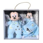 Disney - peluche et doudou mickey brille dans la nuit bleu (coffret cadeau)