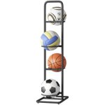 Distributeur de 5 balles de football, basket - ball et volley - ball pour salle ou garage en m�tal noir ...