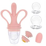 Distributeur de fruits a double usage pour la dentition et la nutrition avec capsules en silicone interchangea ...