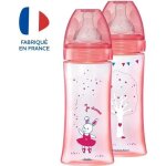 Dodie lot de 2 biberons anti - coliques initiation + - 330ml - rose danseuse - ttines rondes 3 vitesses ...