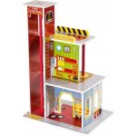 Dodo toys caserne de pompiers en bois avec piste d'atterrissage 60 x 40 x 30 cm, 4 etages , accessoires, ...