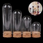 Dme en verre de poupe 4 / 6 / 8 / 10cm, prsentoir de cloche en lige en bois avec base en bois, dcoration ...
