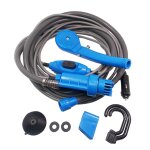 Douche de camping electrique portable 12v, avec tte et pompe, pour voyage, lavage de voiture, randonne, ...