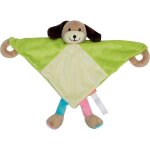 Doudou anneaux b�b� peluche chien 60881 vert et blanc