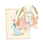 Doudou attache sucette lapin rose - doudou et compagnie