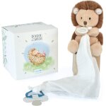 Doudou attache ttine, sucette - hrisson - unicef - boite fleur - 12 cm - ide cadeau de naissance fille ...