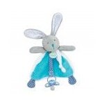 Doudou babynat attache ttine lapin bleu poupi
