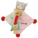 Doudou babynat chat super tetine rose et beige - bn309 -
