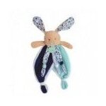 Doudou babynat lapin bleu marine plat - poupi