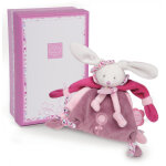 Doudou doudou et compagnie cerise le lapin attache tetine rose plat dc2701