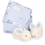 Doudou et compagnie lapin bonbon - chaussons avec hochet bleu - 0 / 6 mois