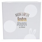 Doudou et compagnie lapin bonbon - chaussons avec hochet taupe - 0 / 6 mois