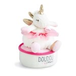 Doudou et compagnie - doudou licorne boite a musique tournante 17cms dc3316