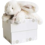 Doudou lapin bonbon - boite cadeau - taupe - 20 cm - doux - ide cadeau de naissance fille et garon ...