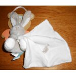 Doudou lapin gris beige blanc baby nat jouet peluche bb mouchoir blanc babynat