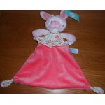 Doudou lapin tex baby rose fleurs grand lange vieux rose peluche bb naissance