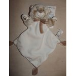 Doudou ours beige blanc marron mouchoir peluche losange bebe