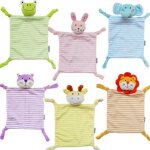 Doudou en peluche motif lapin et chat pour bb, serviette de confort pour nouveau - n, motif dessin ...