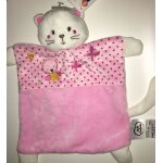 Doudou plat chat mots d'enfants rose oiseau papillon 25 cm Doudou plat chat mots d'enfants rose oiseau papillon 25 cm