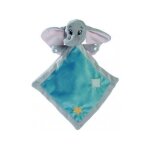 Doudou plat dumbo l elphant 20 x 20 cm - set doudou enfant disney avec mouchoir gris et bleu