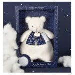 Doudou plat ours clair de lune - blanc