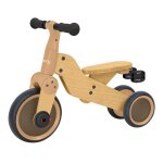 Draisienne avec panier, 4 roues en bois naturel - 1, 5 an a 3 ans