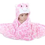Drap de bain doux pour b�b� - swarey - animal peignoir a capuche - rose - 100 coton doux et tendre - ...